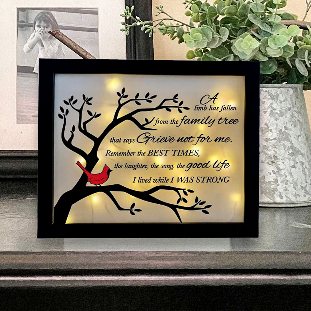 Cardinal Frame A Limb Has Fallen Lighted Shadow Box Memorial Gifts-Jessemade AU