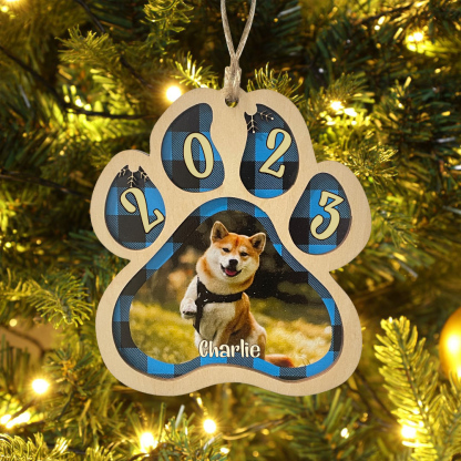 Personalised Christmas Dog Paw Ornament Custom Name & Photo & Year Christmas Gifts-Jessemade AU