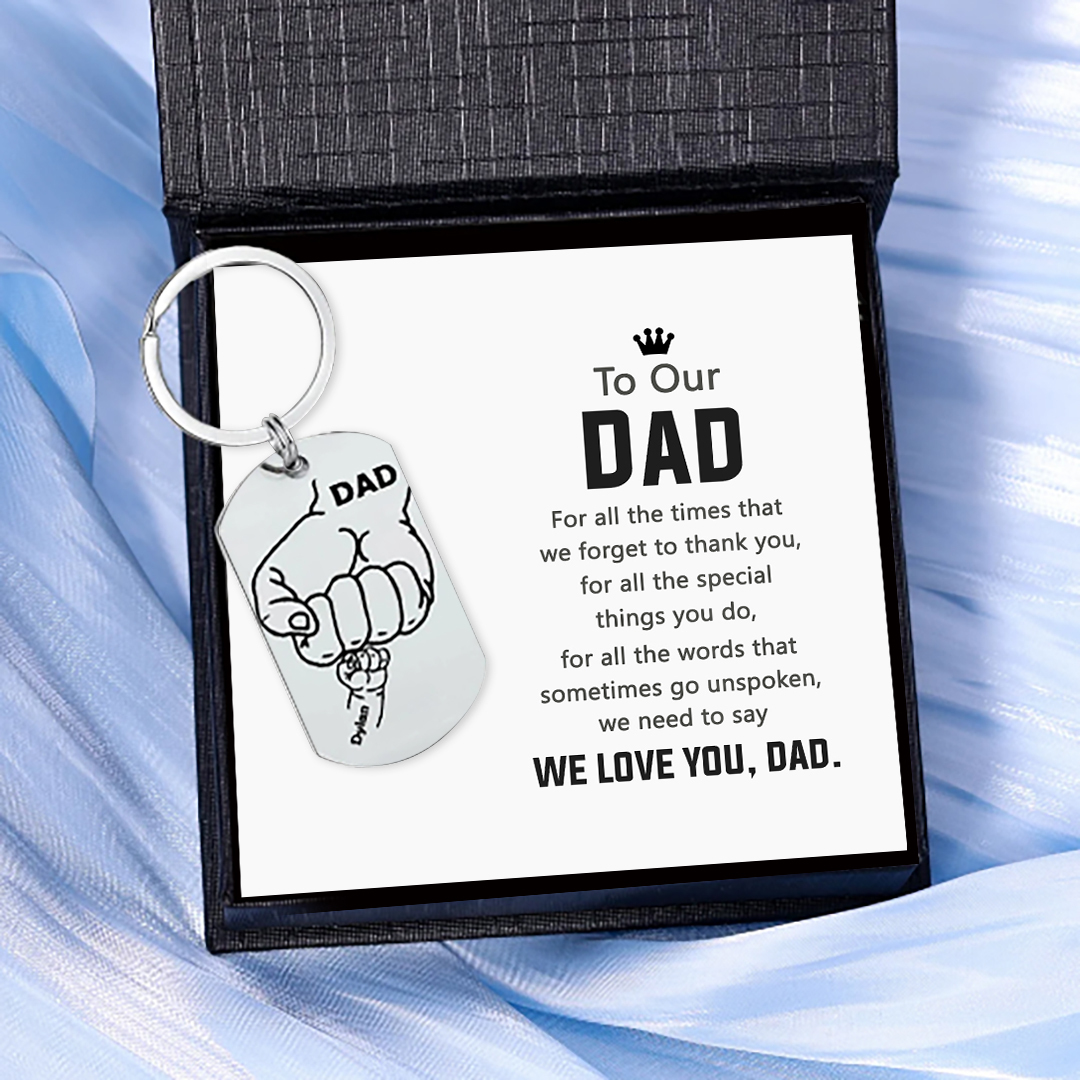 Dad Fist Bump Personalised Photo Keychain Engrave 1 Name Father's Day Gifts-Jessemade AU