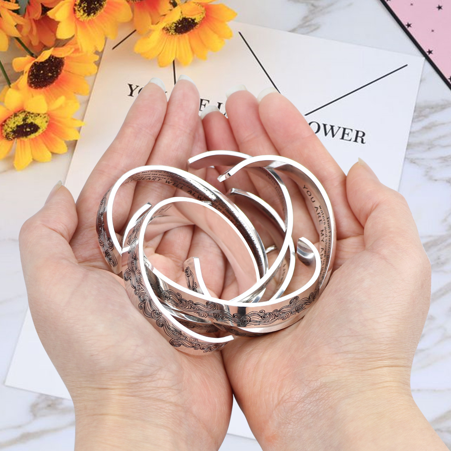 You are my anchor, my ture friend, Cuff Bangle Bracelet Gifts For Her-Jessemade AU