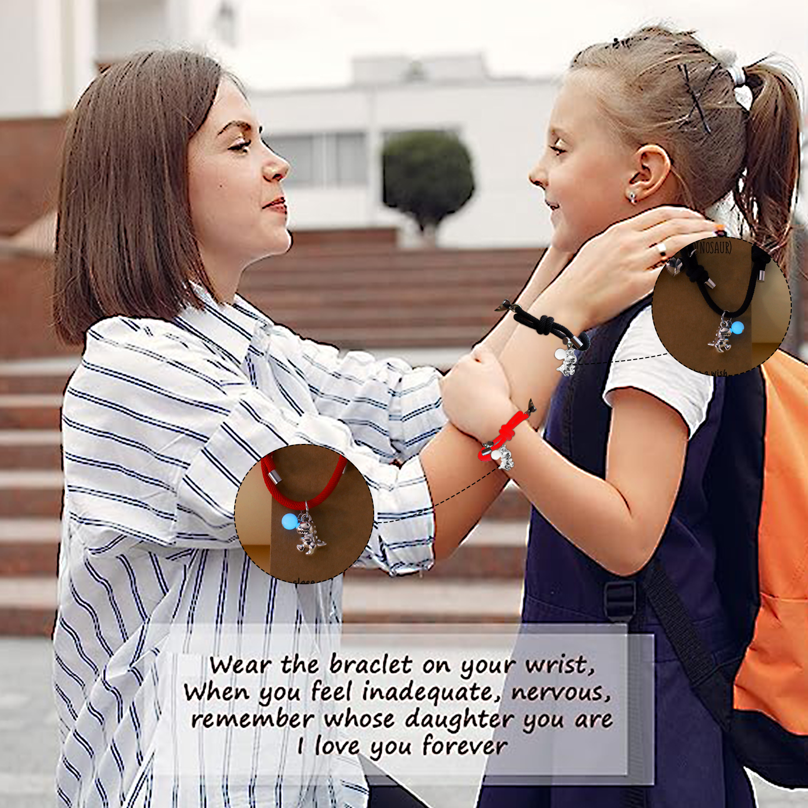 Two Souls One Heart Bracelet With Dinosaur Pendant Magnetic Bracelet Set-Jessemade AU