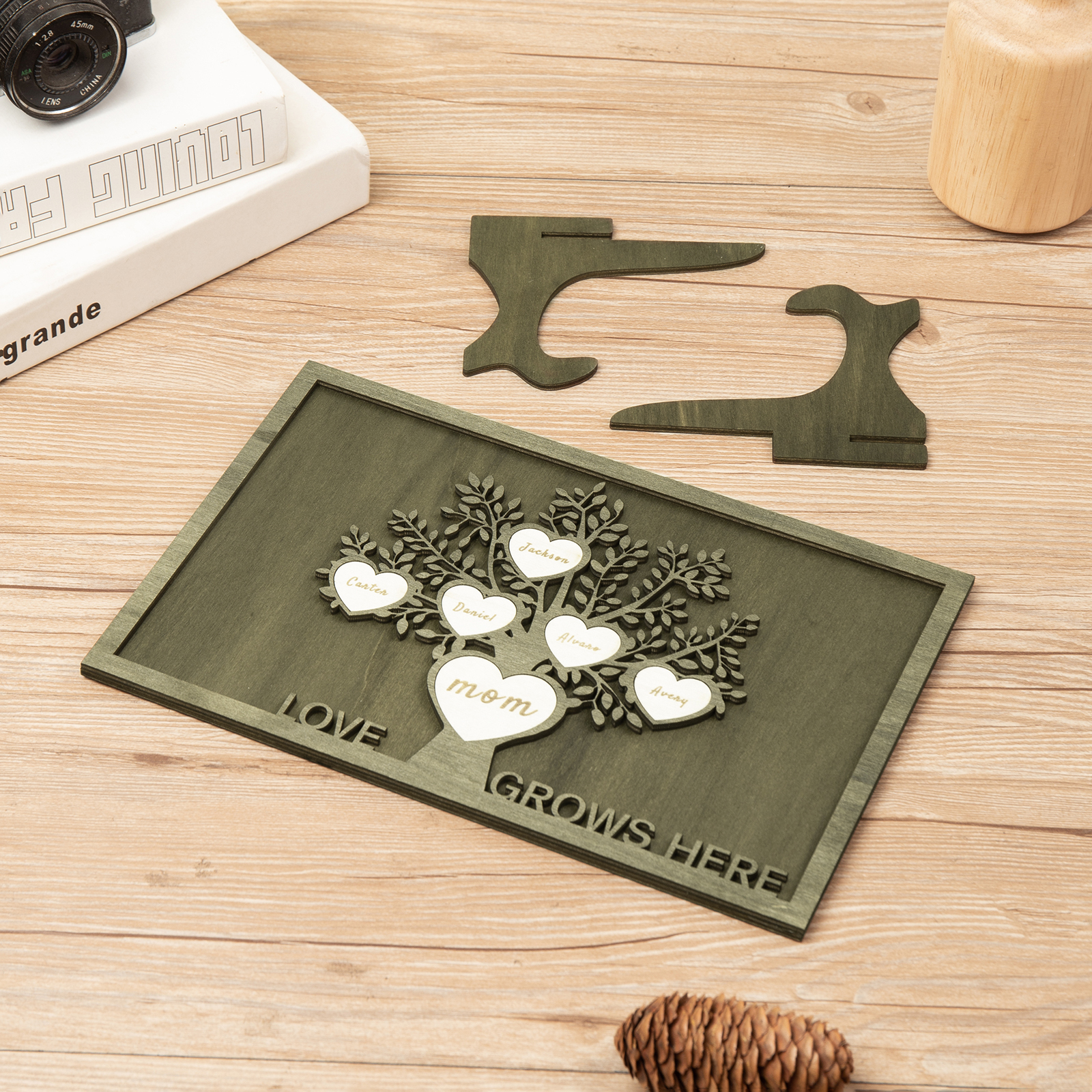 Family Tree Wood Frame Personalised Family Tree Sign Custom 6 Names Plaque-Jessemade AU