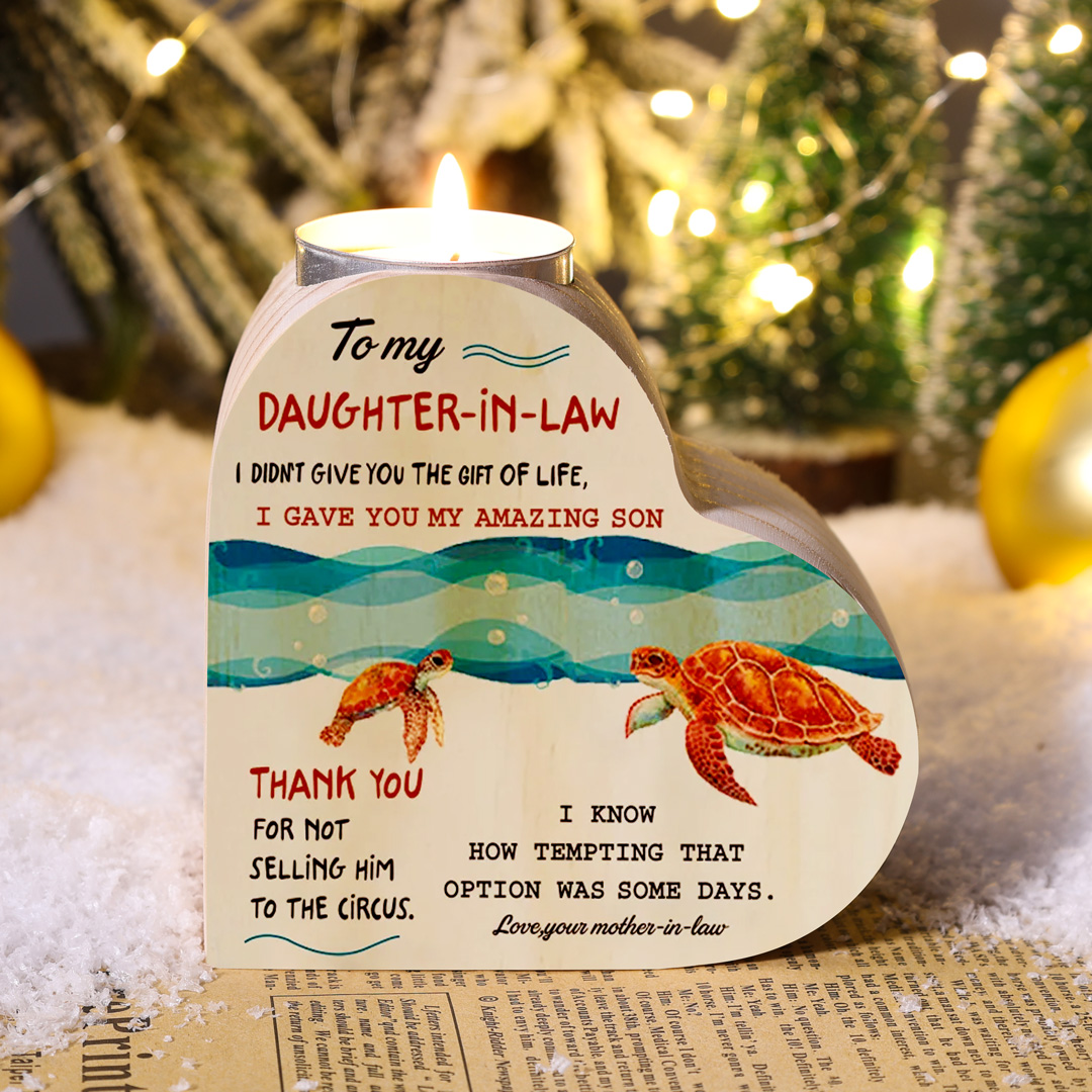 To My Daughter-in-law Wooden Heart Candle Holder "I didn't give you the gift of life" Gifts For Daughter-Jessemade AU