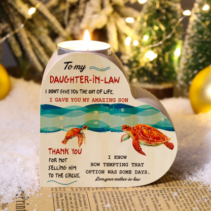 To My Daughter-in-law Wooden Heart Candle Holder "I didn't give you the gift of life" Gifts For Daughter-Jessemade AU