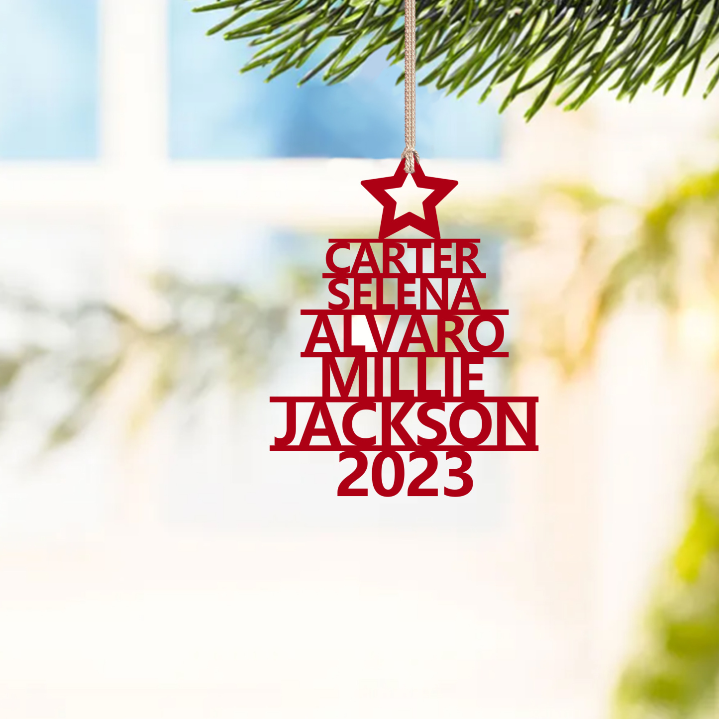 5 Names - Personalised Christmas Tree Ornaments Customised Name Xmas Wooden Decor Gifts for Family Friends-Jessemade AU