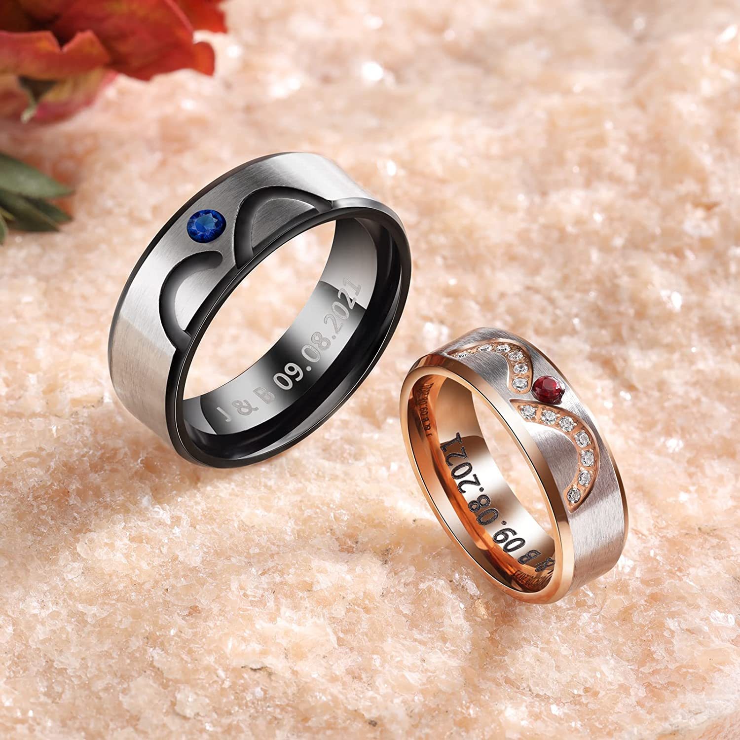 Customised Couple Ring Engrave Love Message Matching Rings Gift for Couple Friends BBF-Jessemade AU