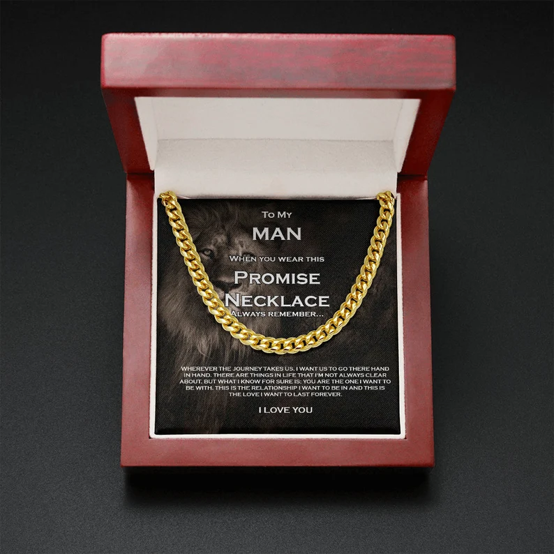 To My Man-Cuban Link Chain Necklace Promise Necklace Gift Set "You are The One I Want to be With"-Jessemade AU