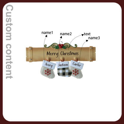 3 Names - Personalised Christmas Stockings Ornaments Customised Name & Text Christmas Decor Wooden Gifts for Family Friends-Jessemade AU