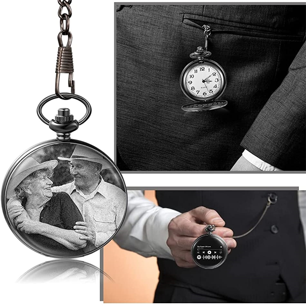 Personalised Spotify Code Photo Pocket Watch Custom Photo Gifts For Him-Jessemade AU