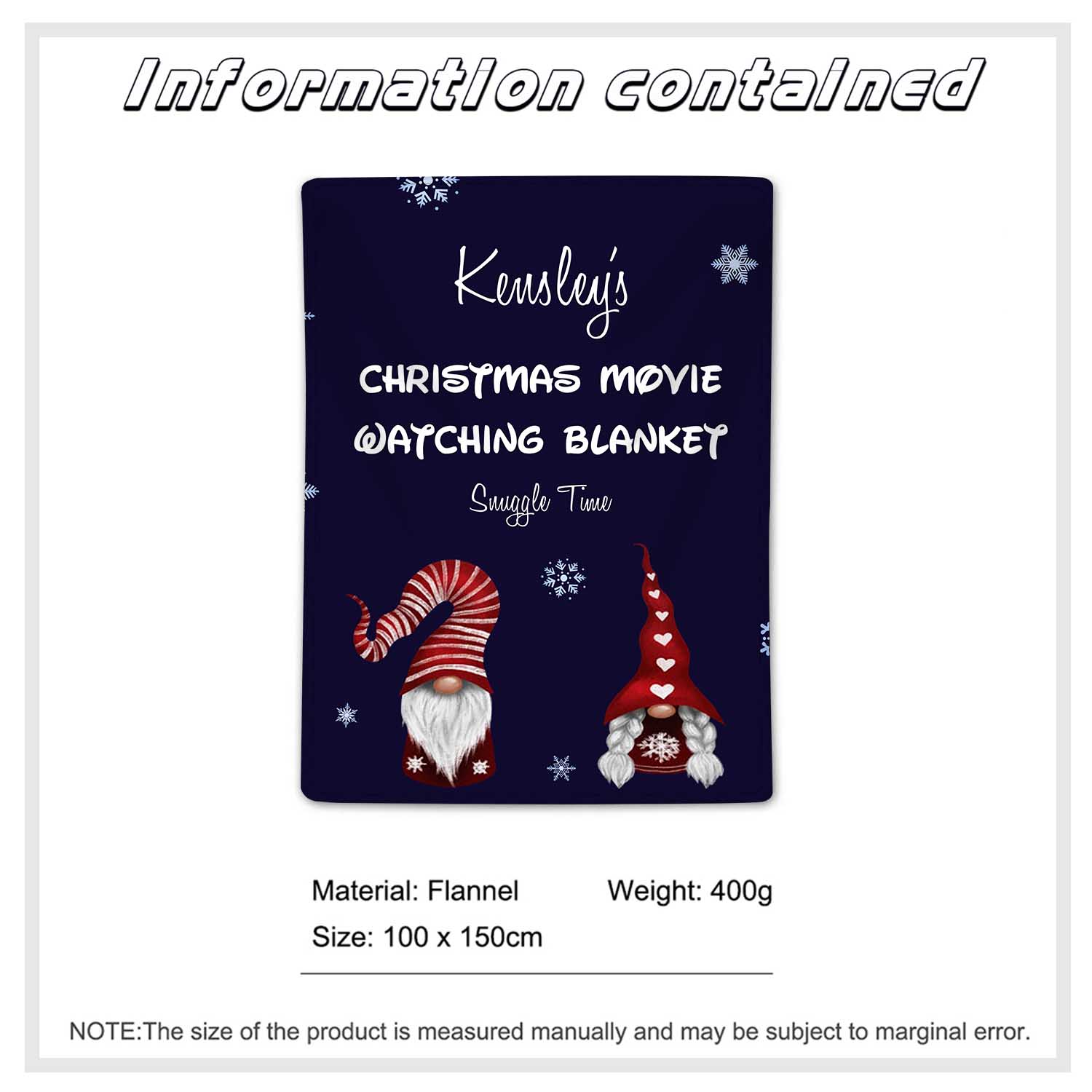 Personalised Christmas Movie Blanket Custom 1 Name Blanket Christmas Gift for Family Friends - Christmas Movie Watching Blanket-Jessemade AU