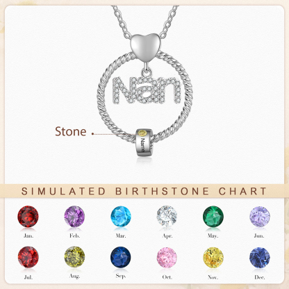 1 Name - Personalised Nan Necklace Custom Names & Birthstones Circle Pendant Necklace Gift for Grandma Nanna-Jessemade AU
