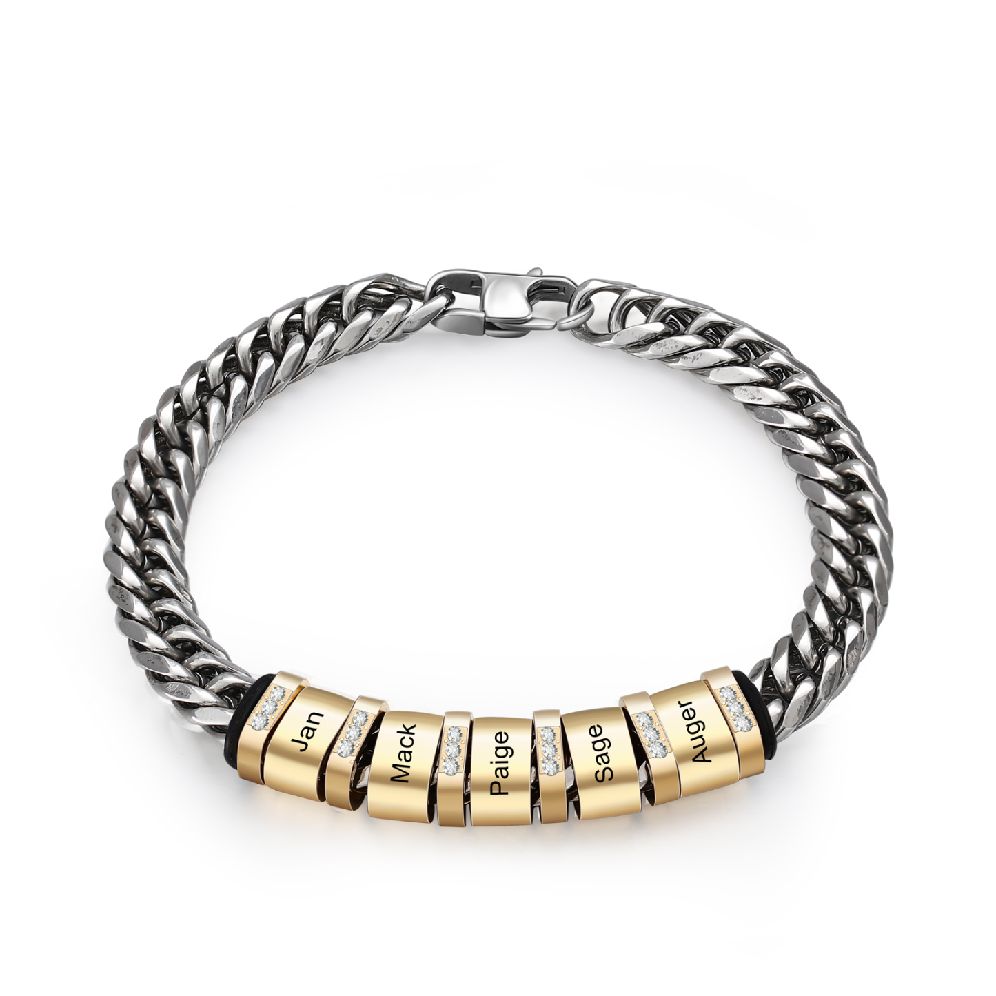 Personalised Cuban Chain Bracelet Customised Name Bracelet with 5 Beads-Jessemade AU