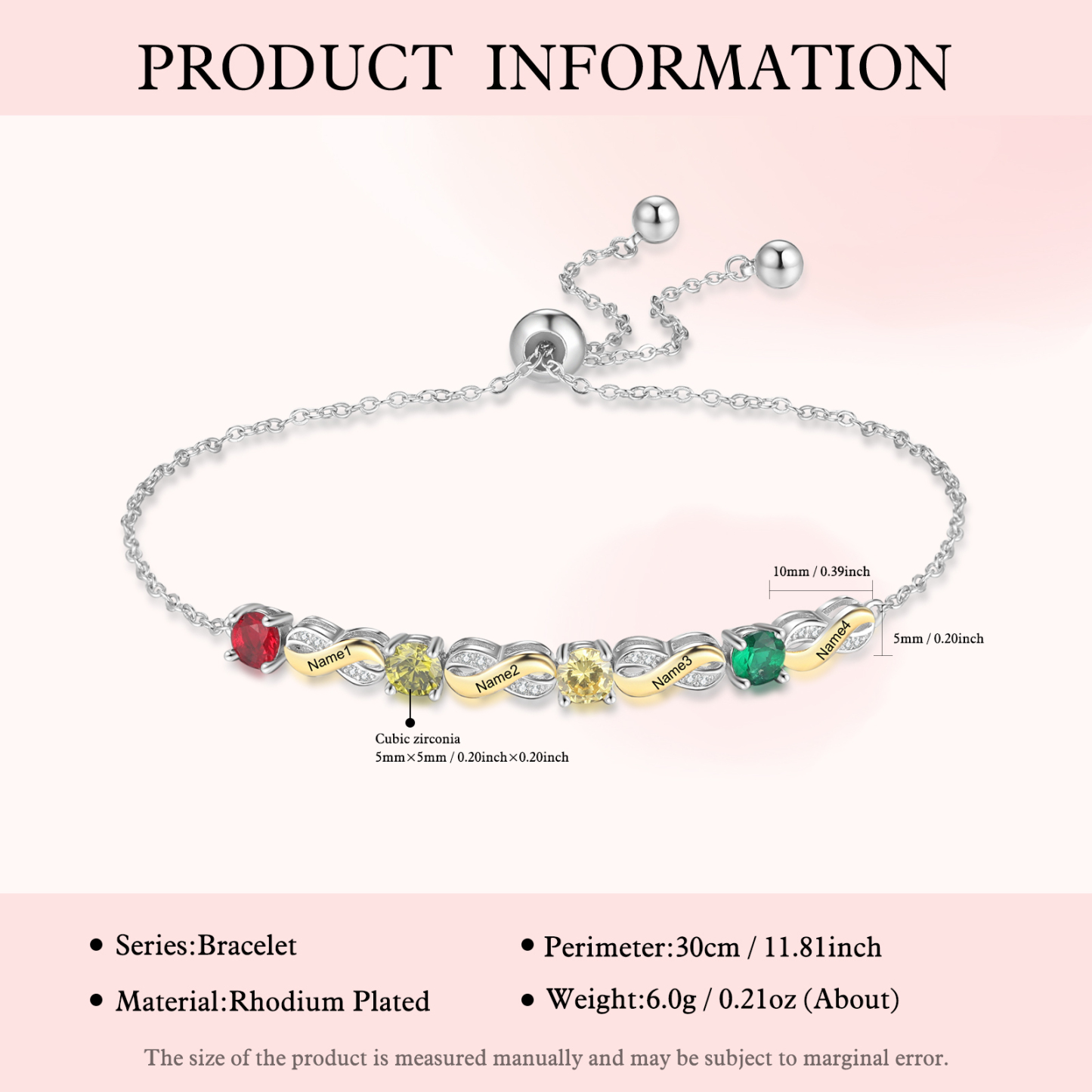 4 Names - Personalised Infinity Bracelet Custom Names & Birthstones Family Bracelet Gifts For Mother-Jessemade AU