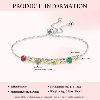 4 Names - Personalised Infinity Bracelet Custom Names & Birthstones Family Bracelet Gifts For Mother-Jessemade AU