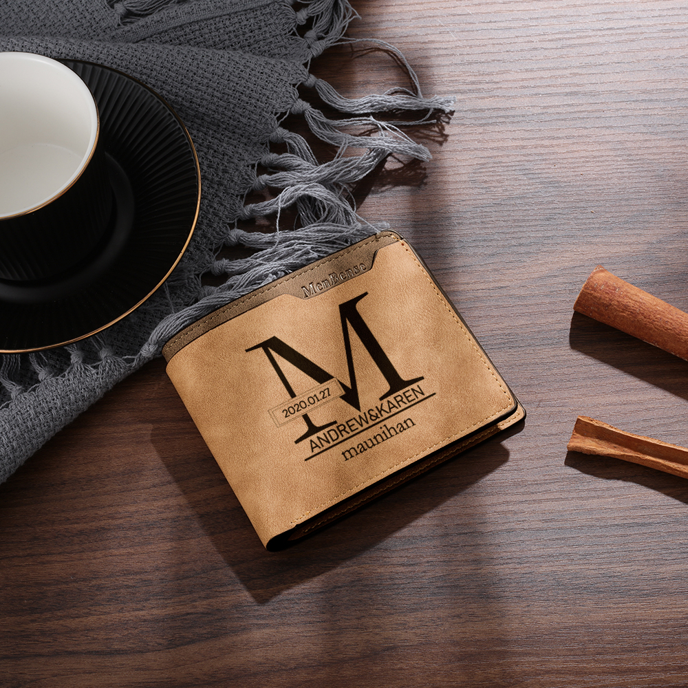 Personalised Leather Wallet Engraved Photo Short Purse Folding Wallet Gifts For Men-Jessemade AU