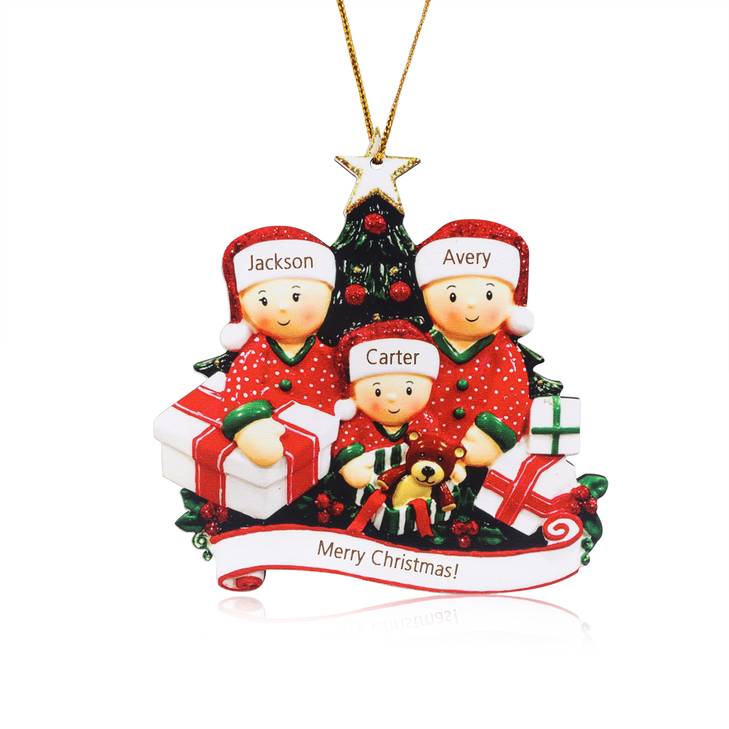 Personalised Christmas Tree Ornament Custom 6 Family Members Names Ornament-Jessemade AU