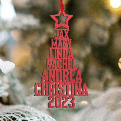 6 Names - Personalised Christmas Tree Ornaments Customised Name Xmas Wooden Decor Gifts for Family Friends-Jessemade AU