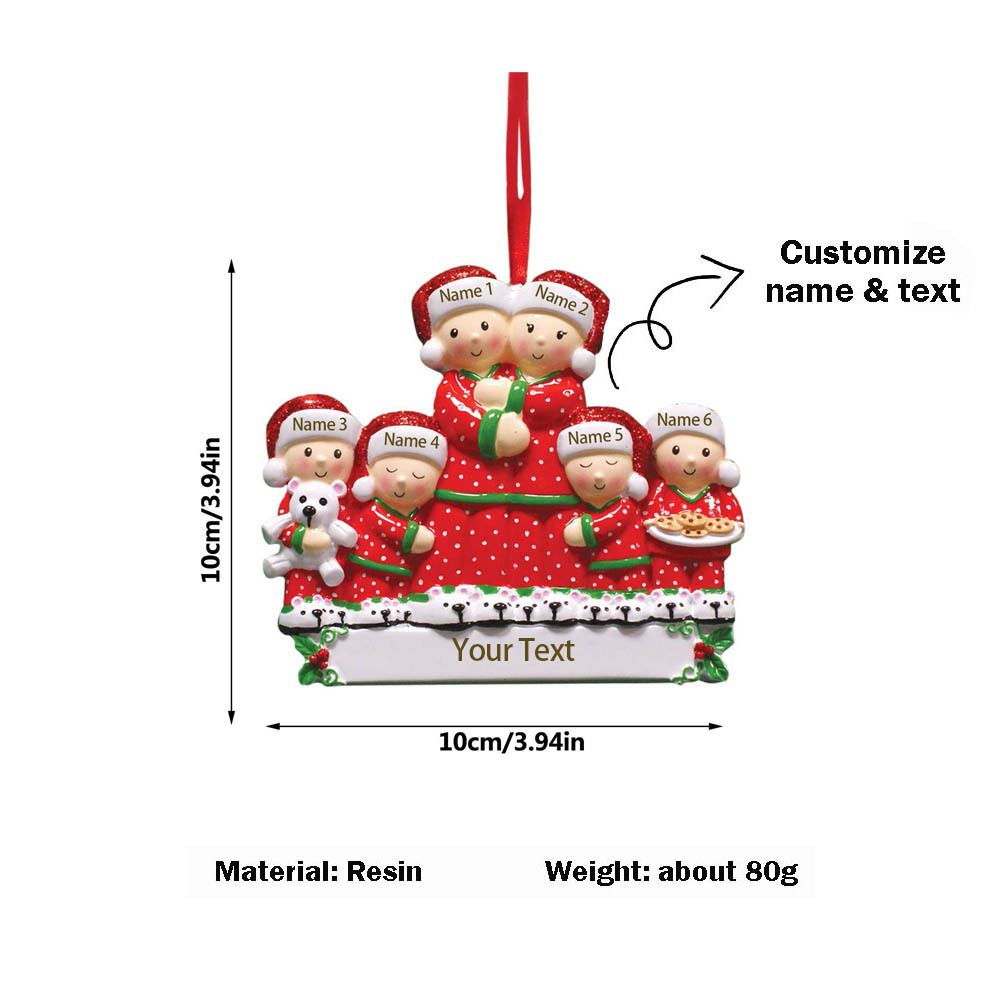 Pajamas Christmas Ornament Custom 5 Names Hanging Ornament Gifts For Family-Jessemade AU