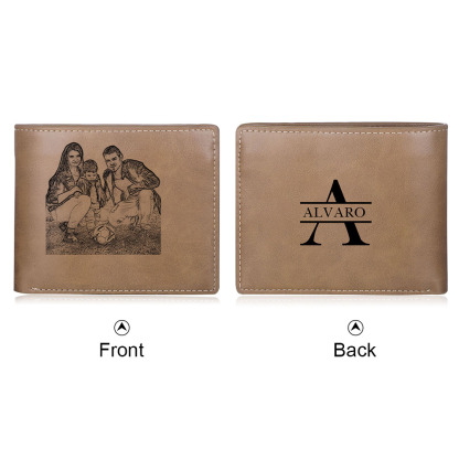 Personalised Leather Wallet Engraved Photo Short Purse Custom Folding Wallet Gifts For Him-Jessemade AU