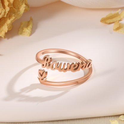Personalised Name Ring with Heart Custom One Name Classic Rings for Her-Jessemade AU
