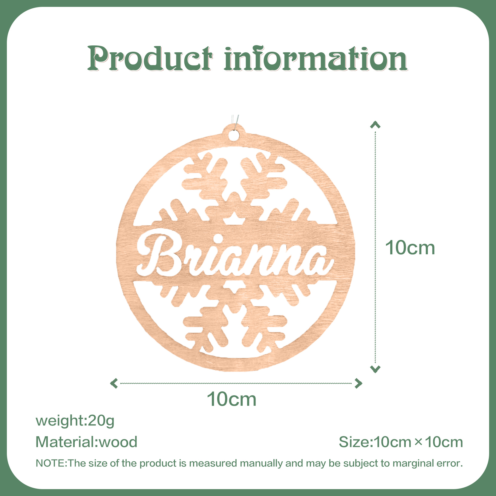 Customised Name Christmas Ornaments Snowflake Circle Ornament Personalised Gifts for Family Friends-Jessemade AU