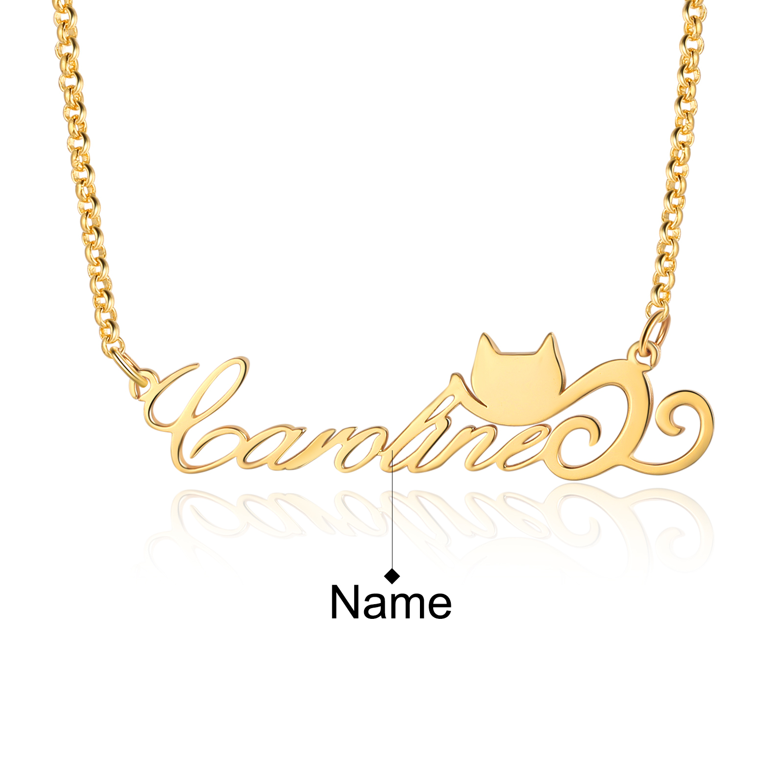 Personalised Cat Necklace Custom 1 Name Necklace Gift For Women-Jessemade AU