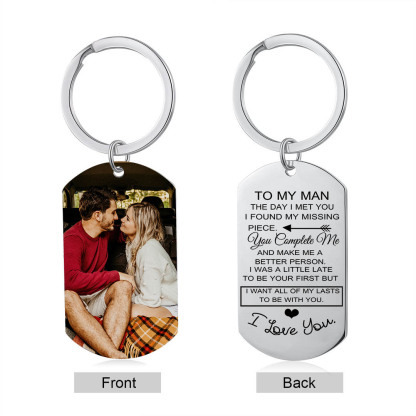To My Man/Woman Custom Photo Keyring Couple Keychain Stainless Steel Keychain Valentine's Day Gift for Couples-Jessemade AU