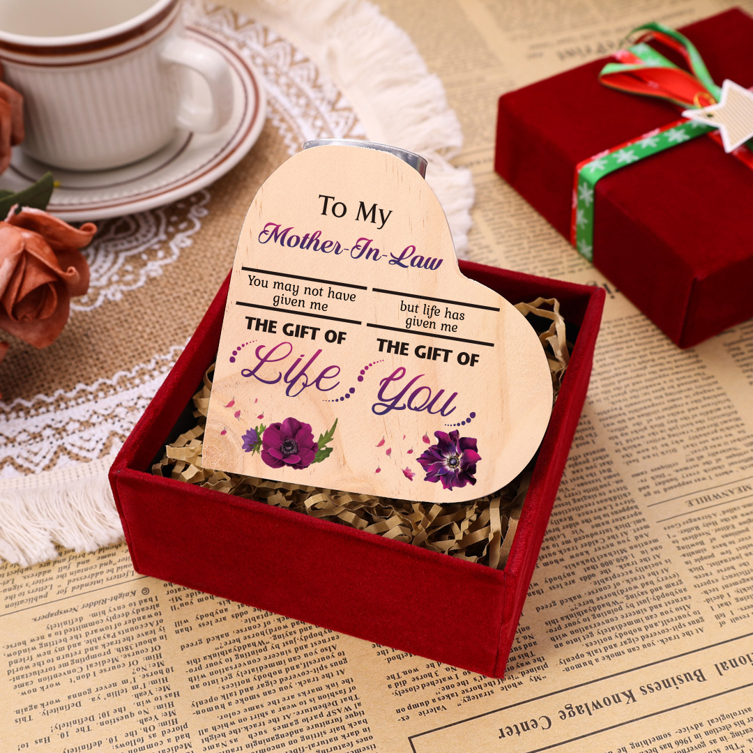 To My Mother-in-law Violet Flower Heart Candle Holder "Life Has Given Me The Gift of You" Wooden Candlestick-Jessemade AU