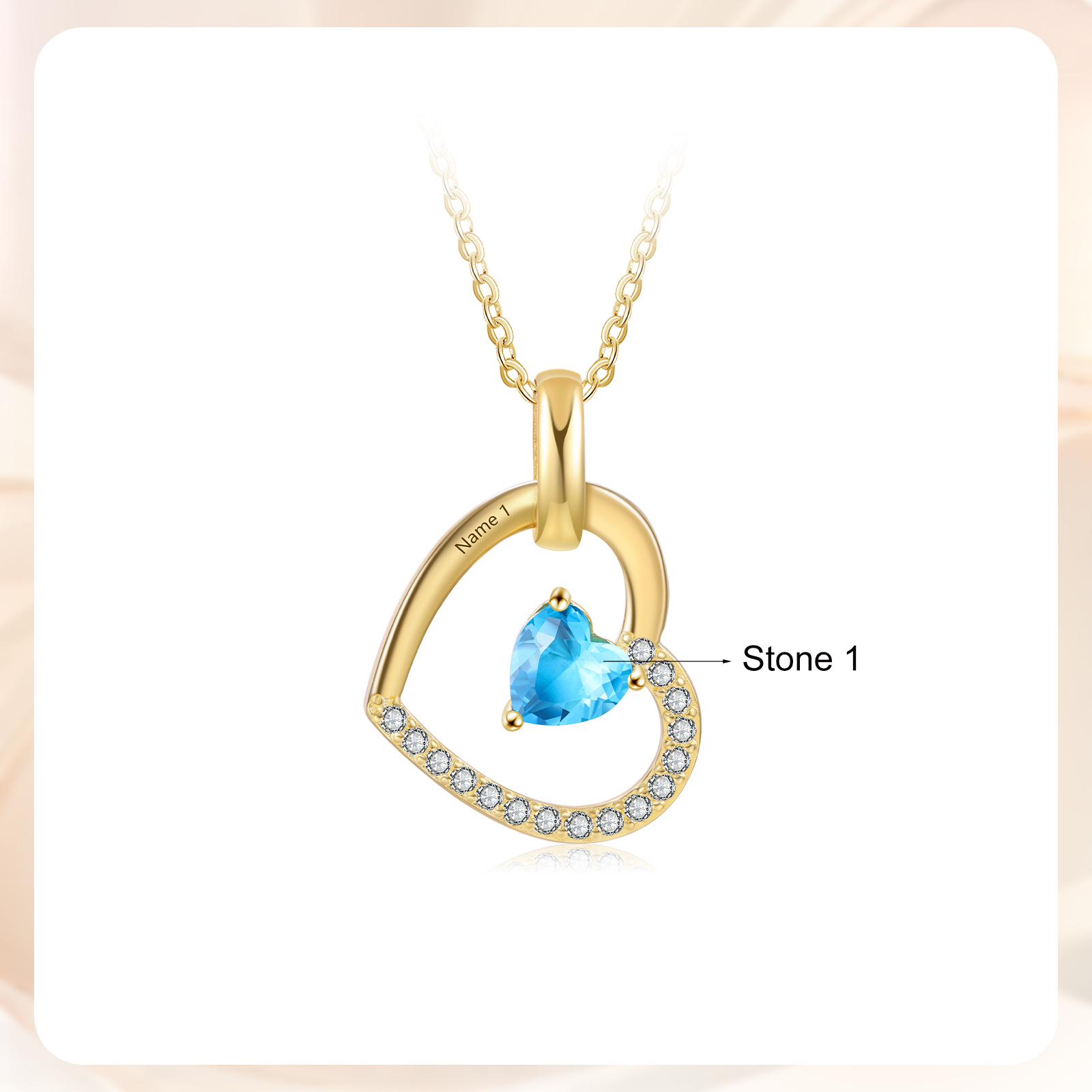 Personalised Heart Pendant Necklace Custom Birthstone & Name Necklace Gifts for Her-Jessemade AU