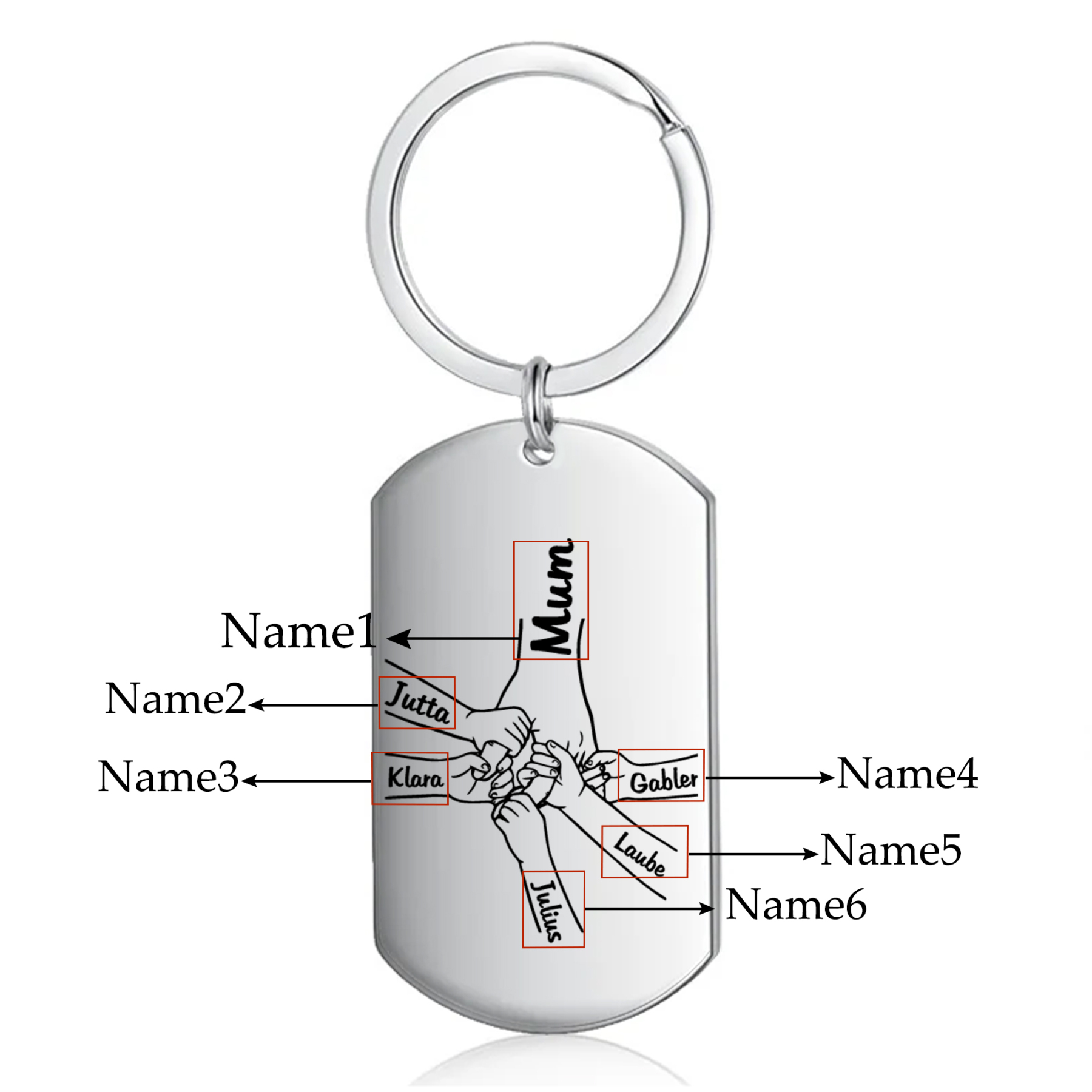 6 Names - Personalised Name Keychain Holding Hands Keychain Mother's Day Gifts For Grandma/Mother-Jessemade AU