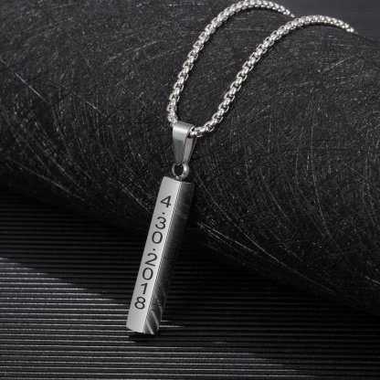 Personalised 3D Bar Necklace 4 Side Vertical Bar Necklace For Her-Jessemade AU