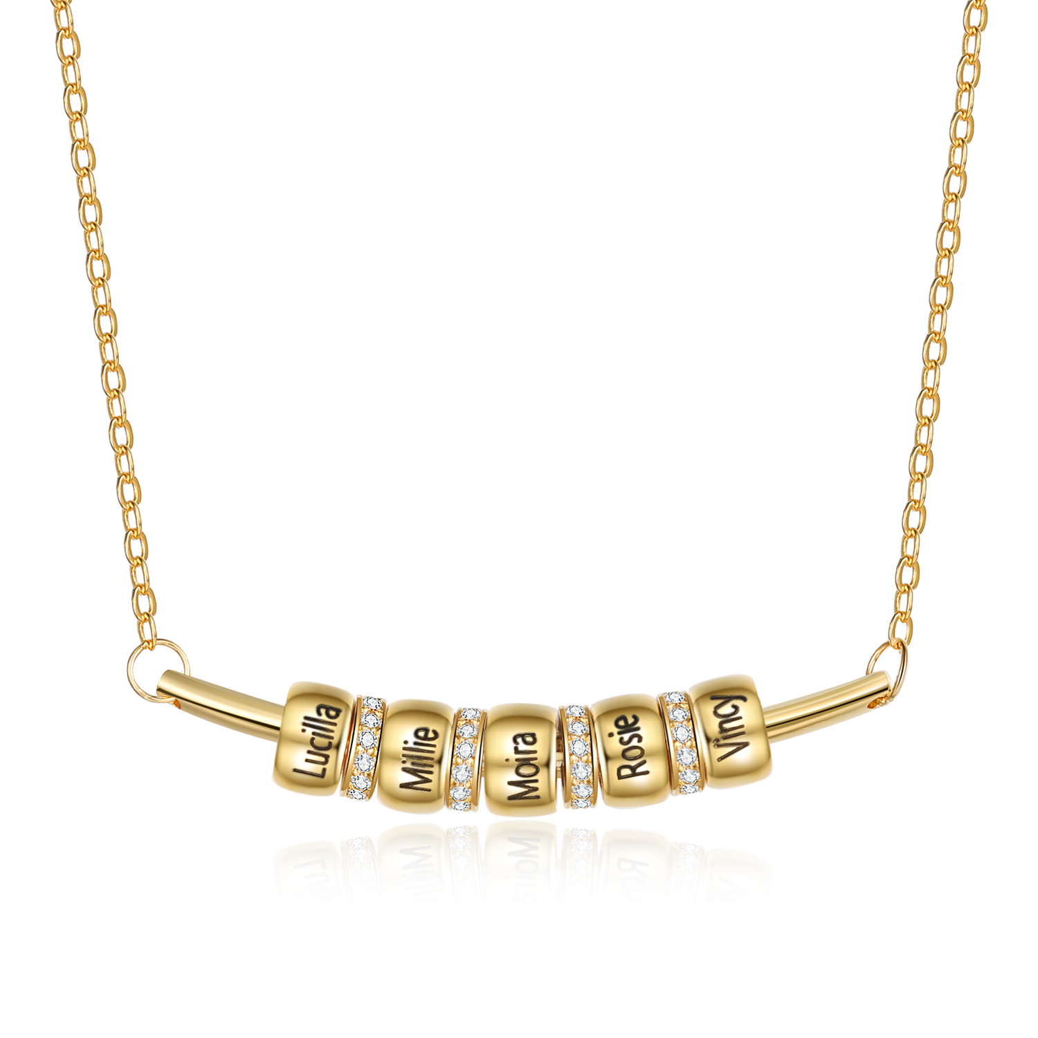 Personalised 5 Beads Simple Women's Necklace