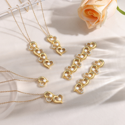 6 Names - Personalised Heart Shape Pendant Necklace Women's Customised Name Necklace Pearl Necklace Birthday Gift for Mother-Jessemade AU