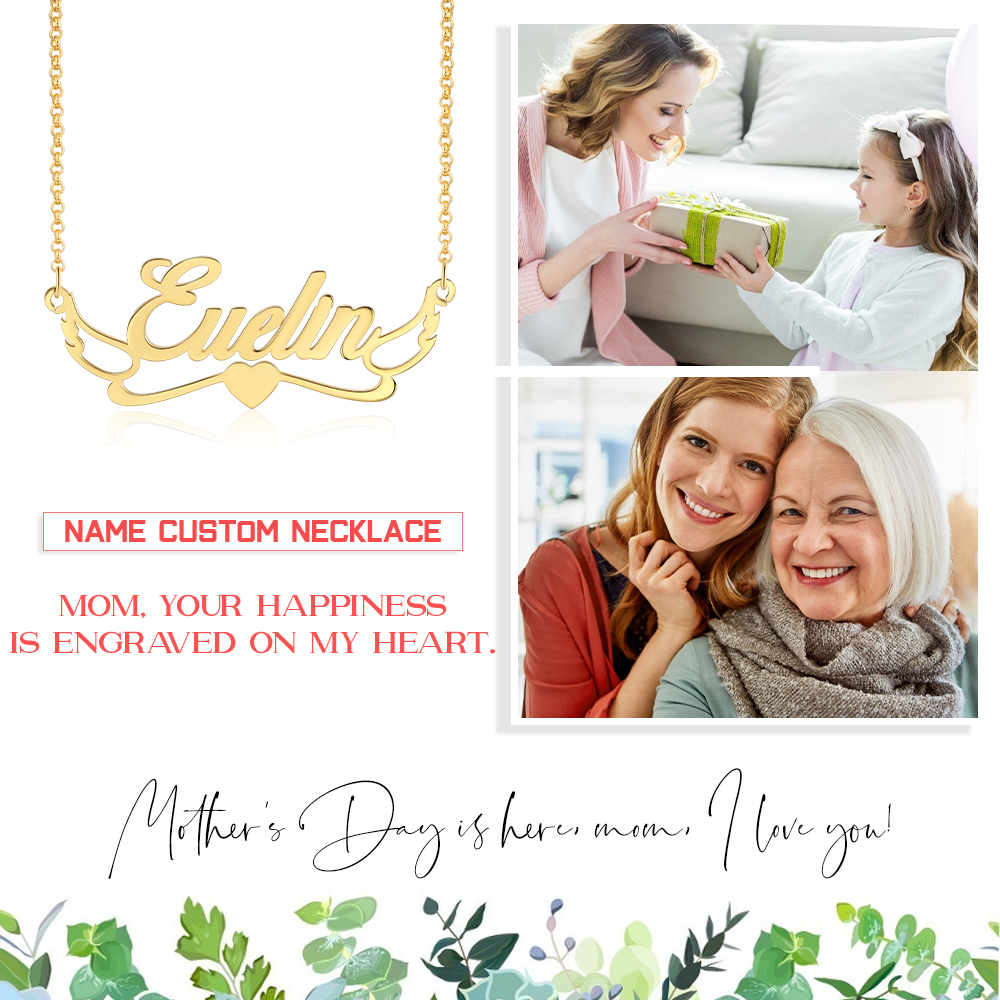 Personalised Heart Necklace Custom 1 Name Necklace Gift For Women-Jessemade AU