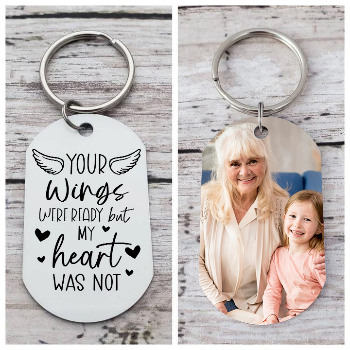 Personalised Memorial Photo Keychain Lover Memorial Keychain - Your Wings Were Ready But My Heart Was Not - Loss of Loved One-Jessemade AU