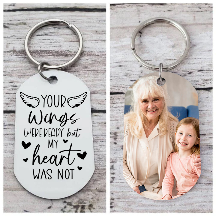 Personalised Memorial Photo Keychain Lover Memorial Keychain - Your Wings Were Ready But My Heart Was Not - Loss of Loved One-Jessemade AU