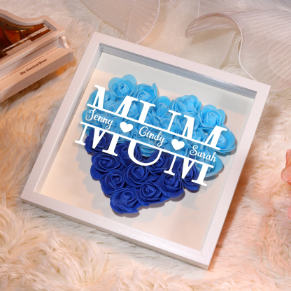 Personalised Flower Shadow Box Custom Name & Text Heart Rose Frame Decorations Mother's Day Gift for Her-Jessemade AU
