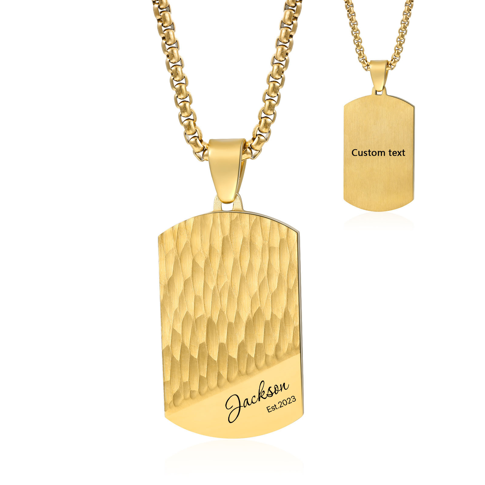 Personalised Men's Necklace Customised Name & Date & Text Dog Tag Necklace Stainless Steel Gift for Him-Jessemade AU