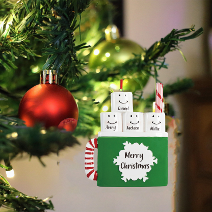 4 Names - Personalised Xmas Ornament Custom Name & Text Christmas Tree Wooden Decor Gift for Family Friends-Jessemade AU