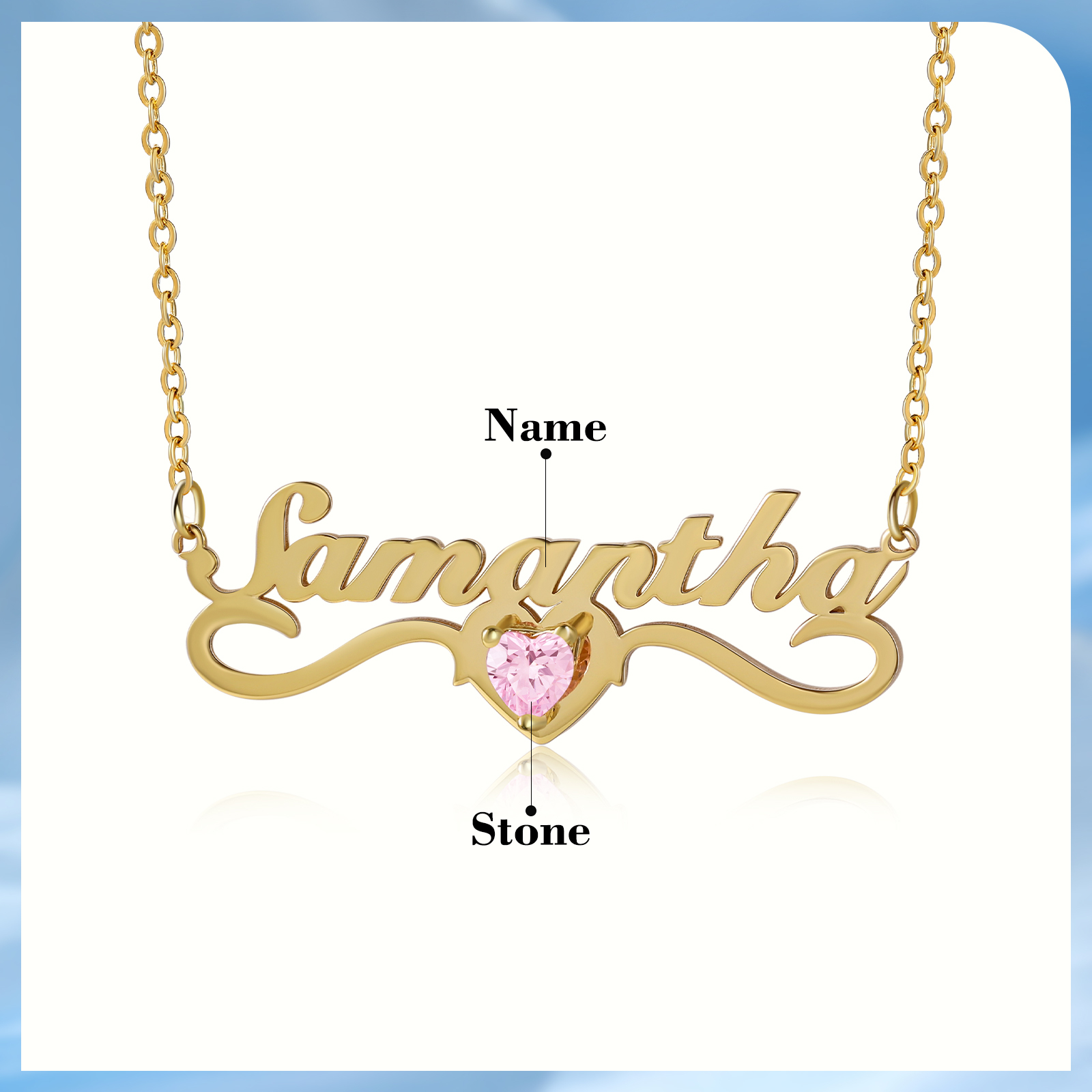 Personalised Women's Necklace Customised Name & Birthstone Necklace Birthday Gift for Her-Jessemade AU