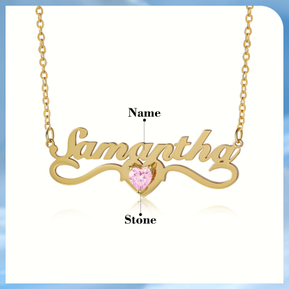 Personalised Women's Necklace Customised Name & Birthstone Necklace Birthday Gift for Her-Jessemade AU
