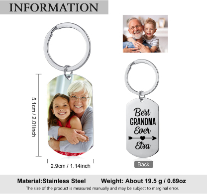 Personalised Photo and Name Keychain for Grandma "Best Grandma Ever" Grandparents' Day Gift-Jessemade AU