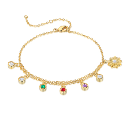 Personalised Women's Bracelet Custom 3 Birthstones Bracelet Gold Adjustable Bracelet Mother's Day Gift for Her-Jessemade AU