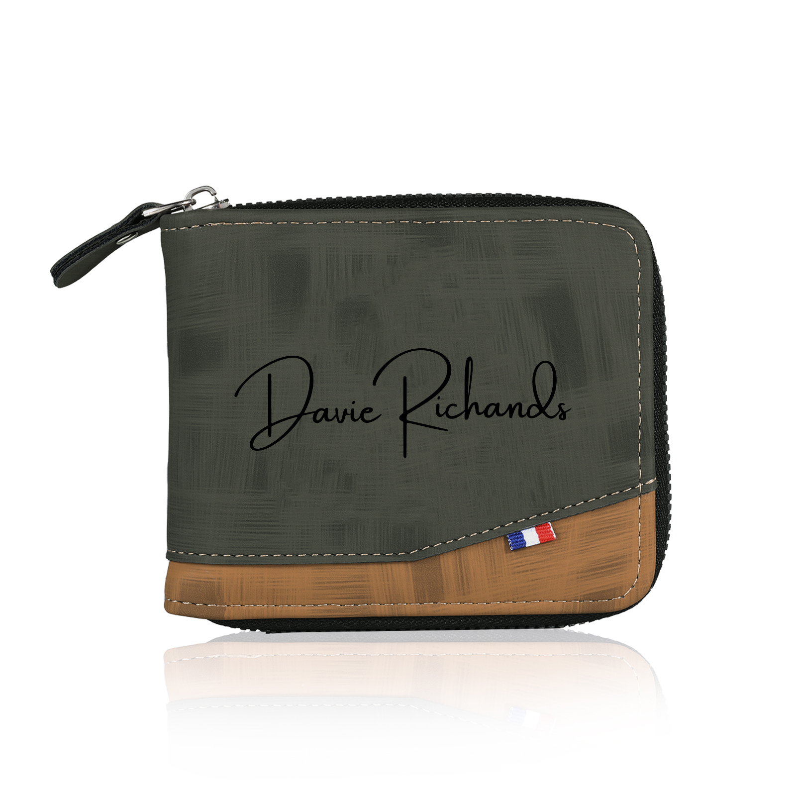 Personalised Photo & Text Billfold Wallet Custom Men's Leather Wallet Zipper Gifts for Him-Jessemade AU