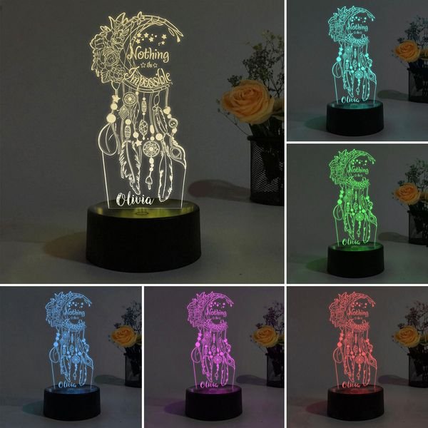 Personalised Dream Catcher Night Light Custom Name Gifts For Kids-Jessemade AU