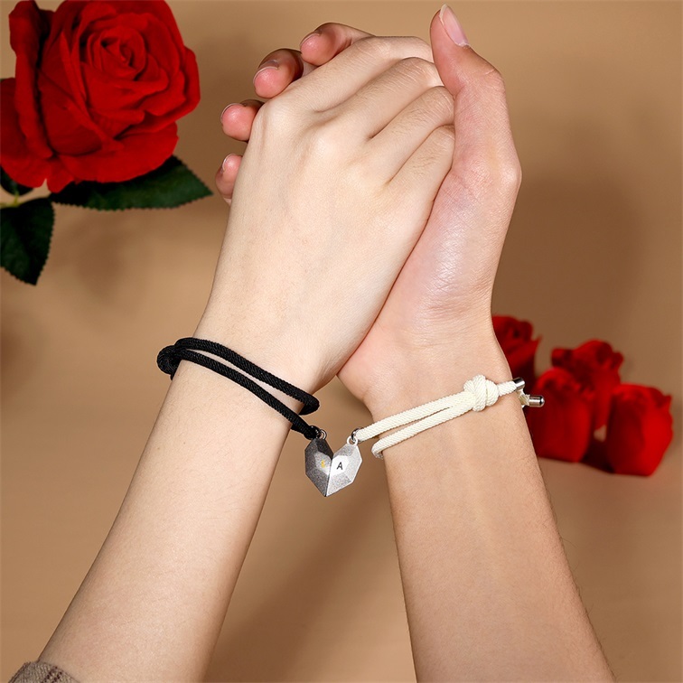 Personalised Couple Magnetic Bracelet Set Two Souls One Heart Matching Bracelet-Jessemade AU