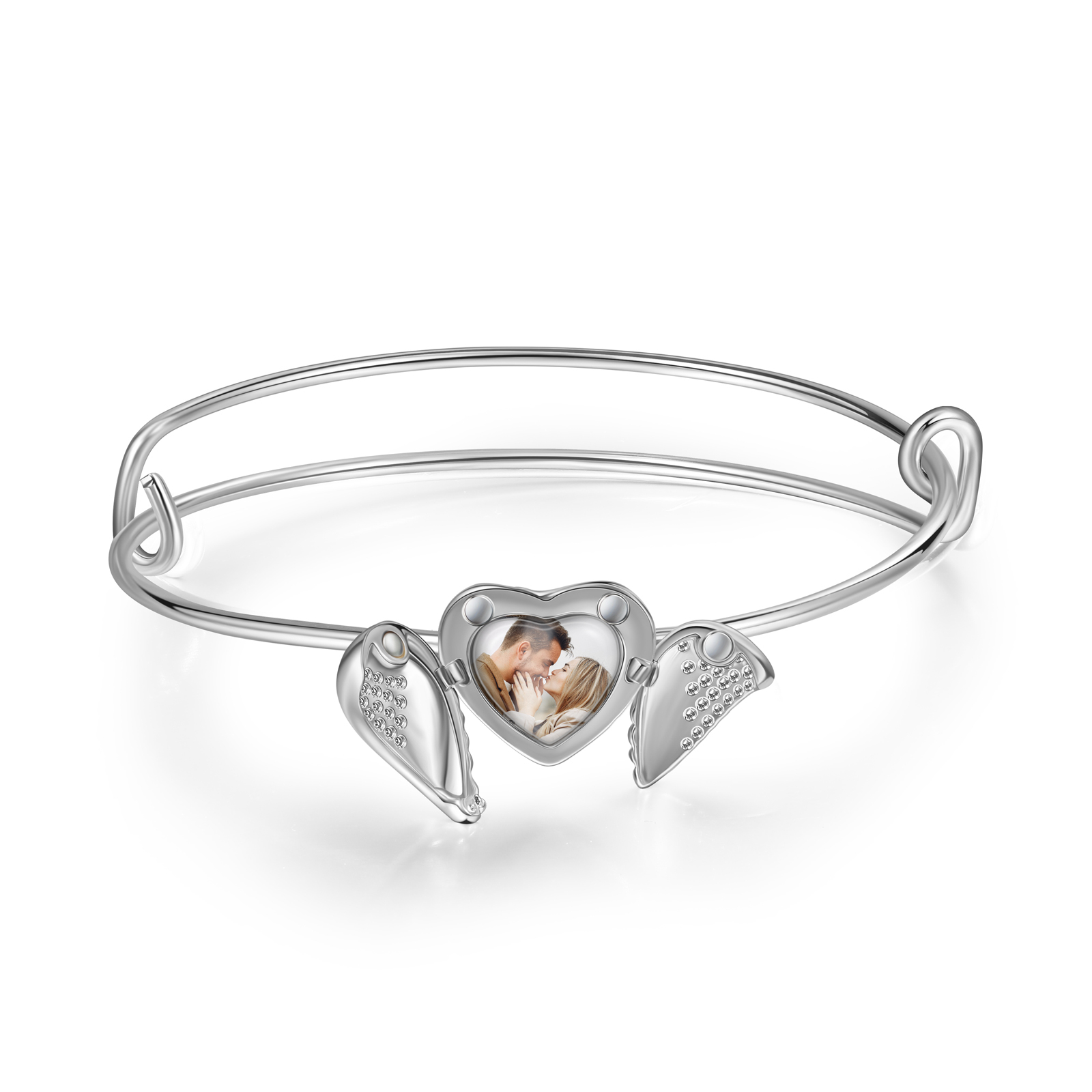 Personalised Heart Wings Photo Locket Bracelet Custom Photo Bracelet Gifts For Her-Jessemade AU