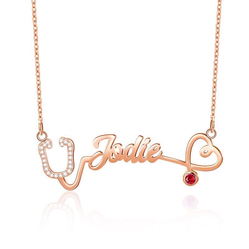 Personalised Necklace With Birthstone Custom 1 Name Necklace Gift For Women-Jessemade AU