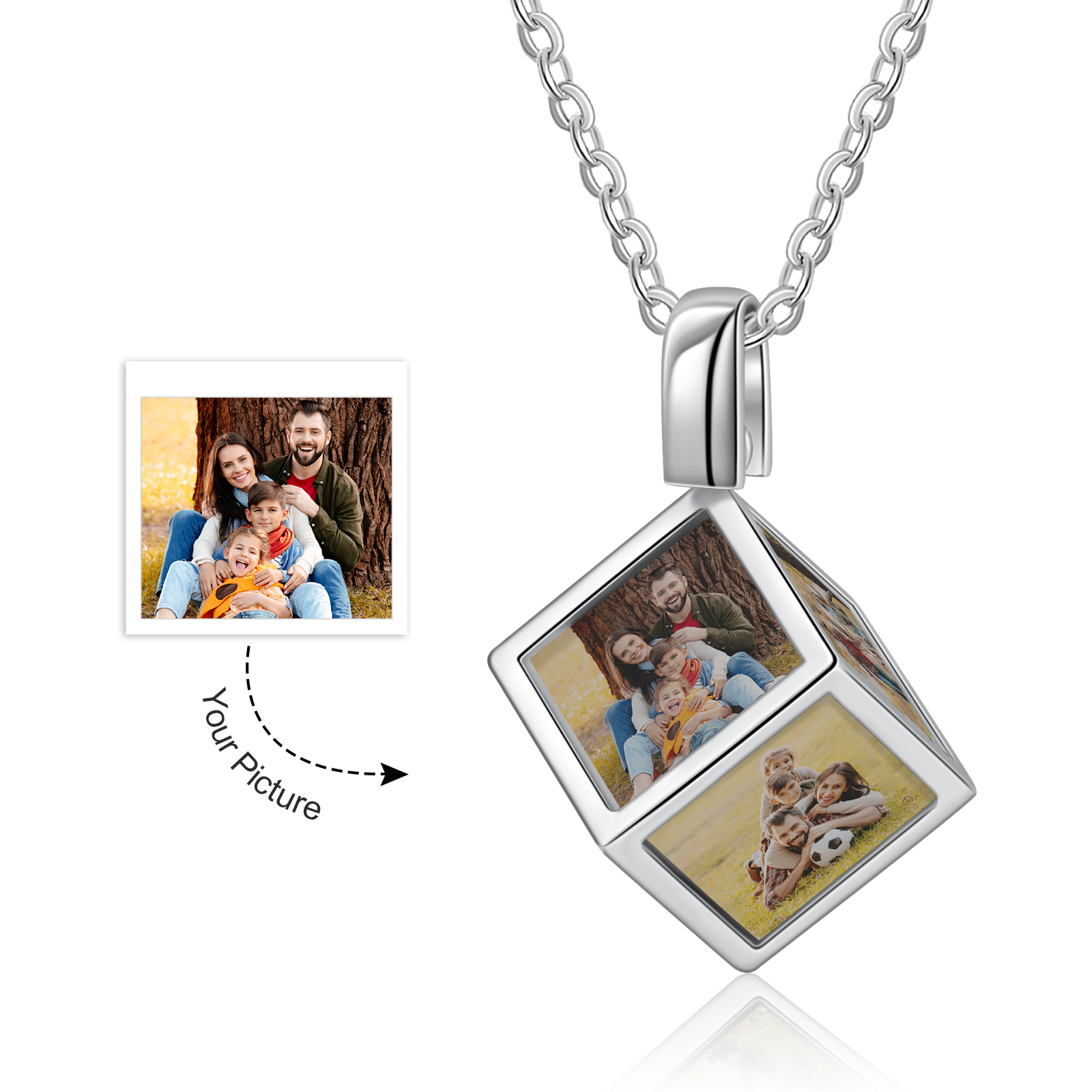 Family Photo Rubik's Cube Necklace Customised 6 Photos Necklace Gifts For Her-Jessemade AU