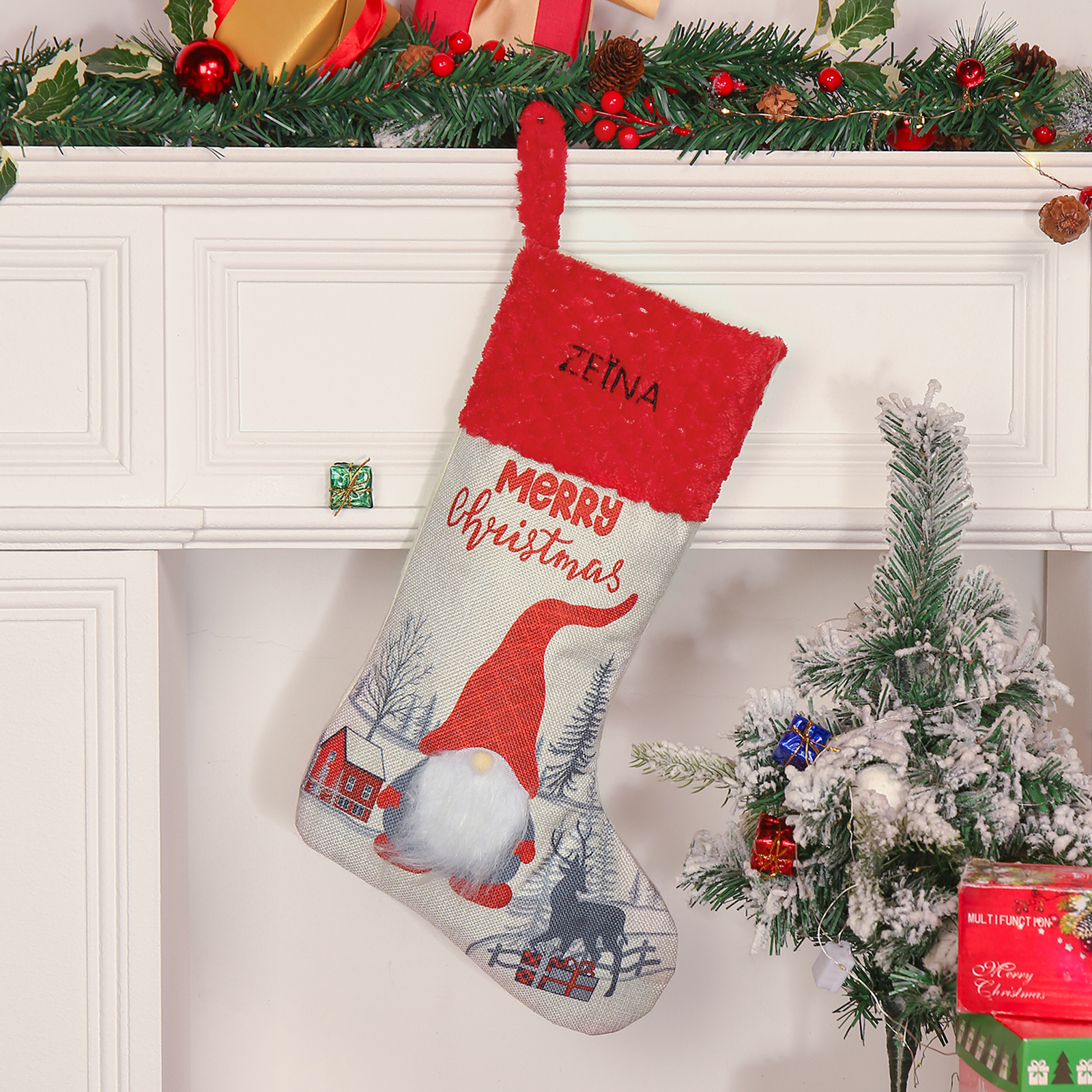 Personalised Christmas Stocking Ornaments Custom 1 Name Santa Claus Socks Gifts for Family Friends-Jessemade AU